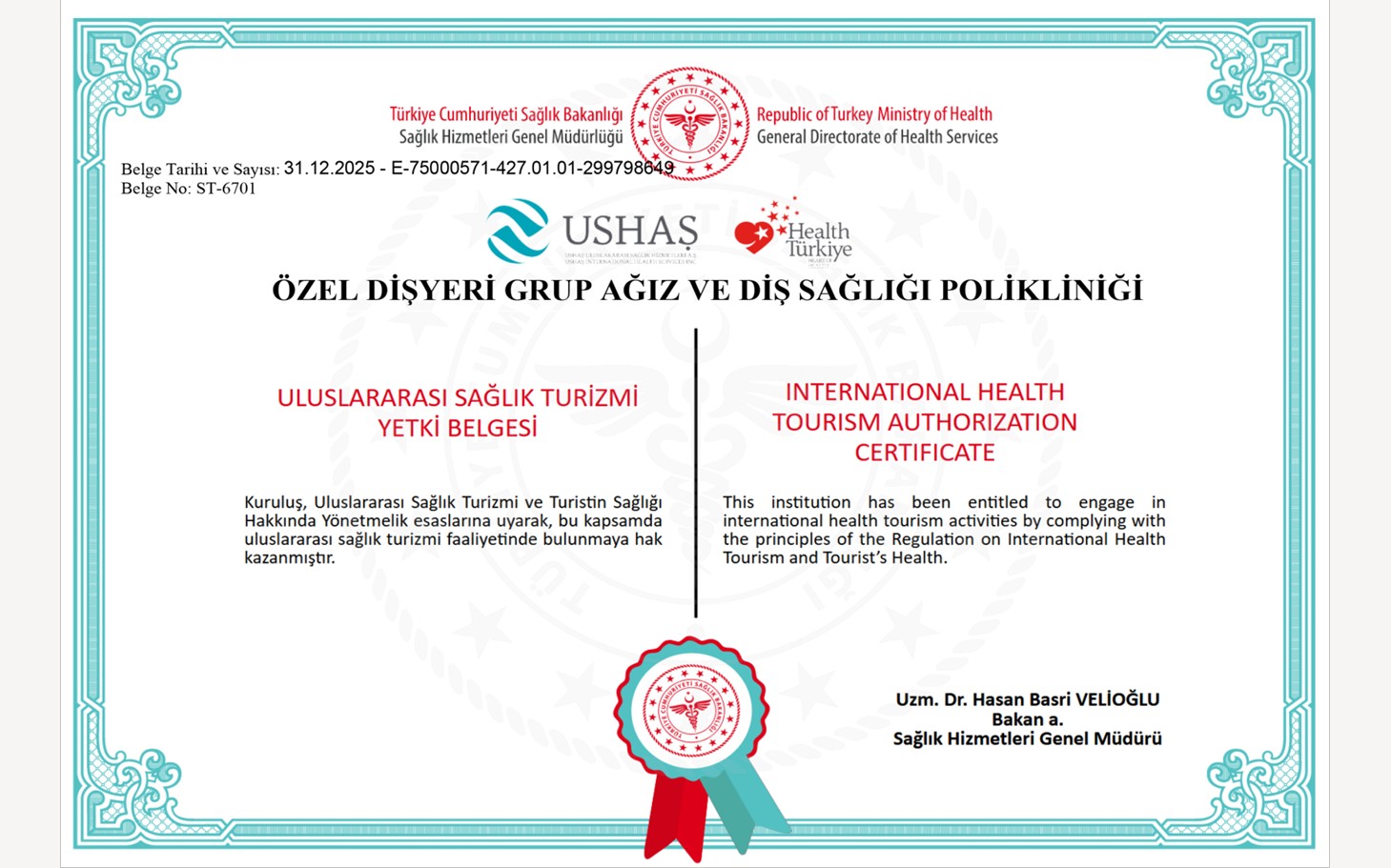 Sağlık Turizmi Sertifikası (Esenyurt)
